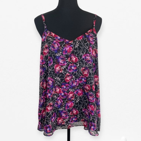 Torrid Women's Camisole Flowy Chifon strap Top - Black and Purple Floral NWT 1 - Picture 1 of 7